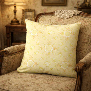 Floral Wreaths With Rose Centres Pattern Throw Pillow