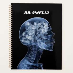 Floral Xray Skull Doctor Name Dark Medical Art Planner