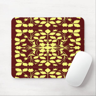 Floral yellow and brown mouse pad