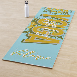 Floral Yellow Any Colour Personalized Name Yoga Ma Mat