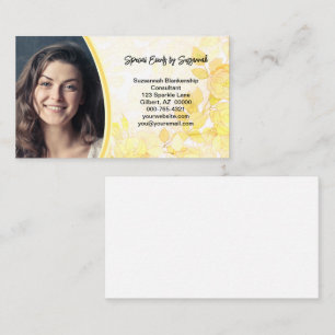 Floral Yellow Art Background Custom Photo  Business Card