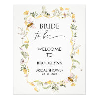 Floral Yellow Bee Bridal Shower Welcome Sign