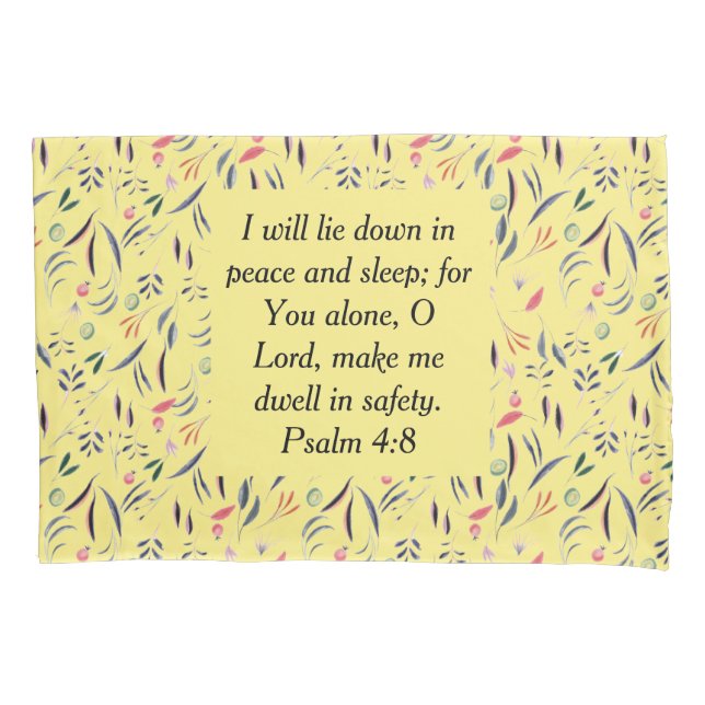FLORAL Yellow Customizable Christian Bible Verse Pillowcase (Front)