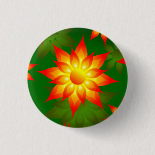 Floral Yellow Flowers with Green Background-57557 1 Inch Round Button