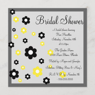 Floral Yellow & Grey Bridal Shower Invitation