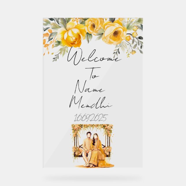 Floral yellow Mendhi sign  (Front)