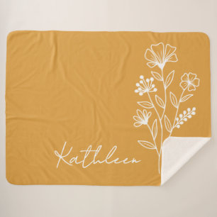 Floral Yellow Personalized Blanket, Mother’s Day Sherpa Blanket