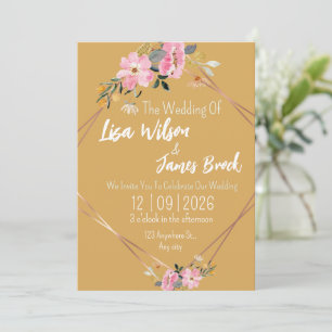 Floral yellow Rustic Wedding  Invitation