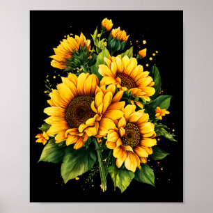 Floral Yellow Sunflower Summer Garden Flower Women Poster