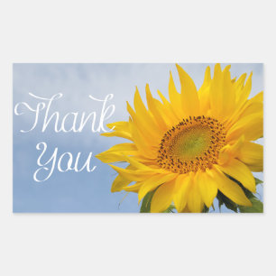 Floral Yellow Sunflower Thank You Flower Blue Sticker