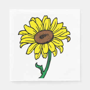 Floral Yellow Sunflower Wedding Party Flower Napkin