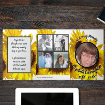 Floral Yellow Sunflowers Five Photo Memorial