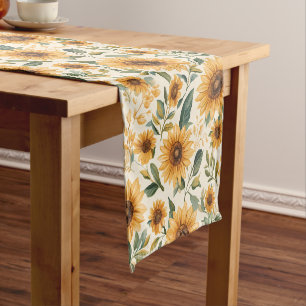 Floral Yellow Sunflowers Short Table Runner