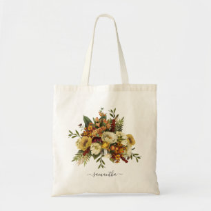 Floral Yellow Terracotta Botanical Personalized Tote Bag