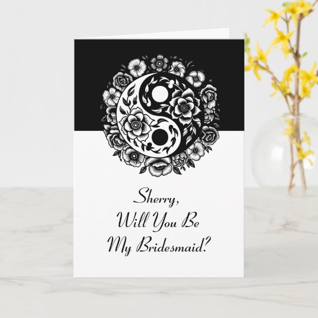 Floral Yin Yang Bridesmaid Proposal Card (Yellow Flower)