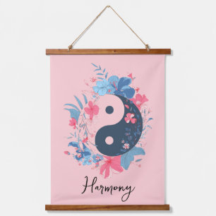 Floral Yin Yang Harmony Hanging Tapestry