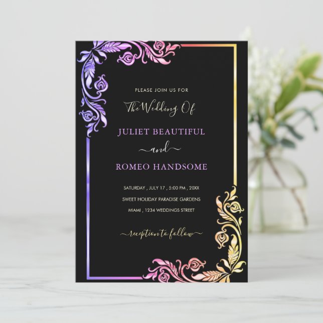Floral Your Design Wedding Invitation Example (Standing Front)
