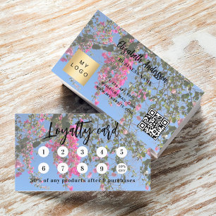 Floral your photo qr code business discount card