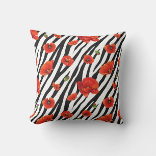 Floral zebra: unique seamless pattern. throw pillow