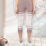 Floral Zen Athletic Stripes Ivory Dusty Rose Capri Leggings<br><div class="desc">Experience soft shades and mindful movement in these dusty rose and ivory capri leggings from the Floral Zen Line Art Collection. Blending delicate botanical art on the knee and back waistband with athletic stripes, they offer a warm, feminine aesthetic. These high-performance yoga pants feature a comfortable fit and your custom...</div>