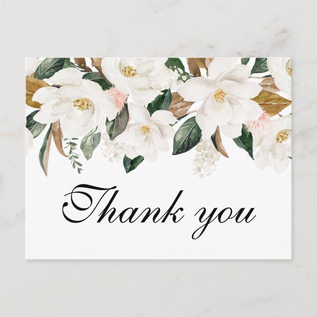 FLORALE DE MAGNOLIA | Carte mariage Merci (Devant)