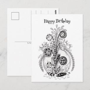 Florale Pflanze im Tangle Design -  Postcard
