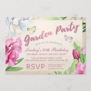 Florale rose de Garden Party avec Invitation de pa