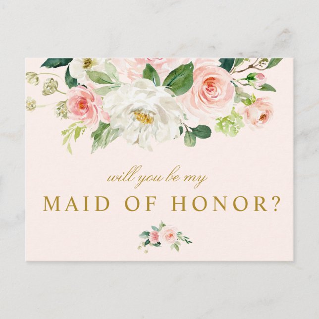 florale rose serez-vous ma carte de servante d'hon (Devant)