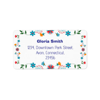 Florales brodées Étiquette de adresse rectangulair