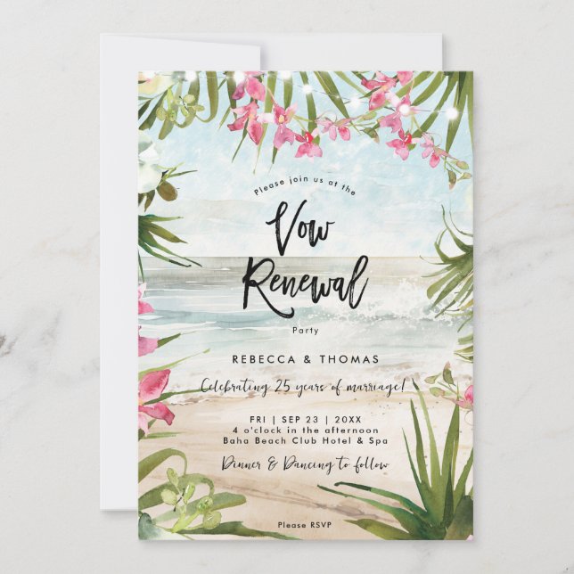 florales de plage tropicale annonce invitation au  (Devant)