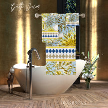 Florals Blue Jaune Dahlias avec motif