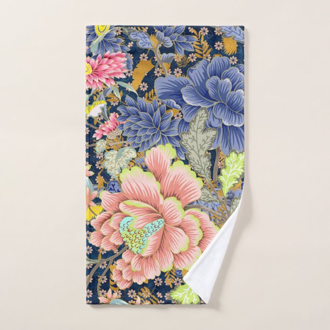Florals Blue, Pink Yellow Bath Towel Set (Hand Towel)