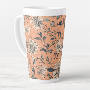Florals design large latte mug