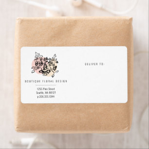 Florals Doodle Small Business Shipping Label