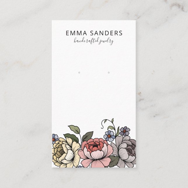 Florals Earring Jewellery Calling Card (Front)