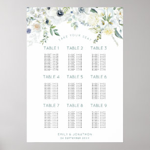 Florals Eucalyptus 9 Tables 90 Guest Seating Chart