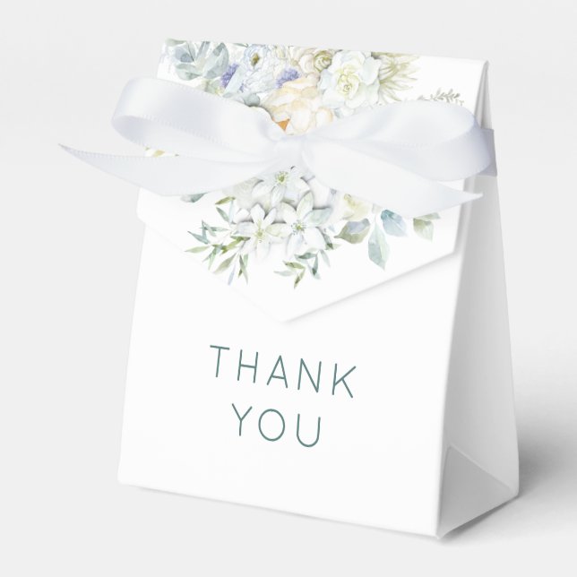 Florals Eucalyptus Greenery Names Date Wedding Favor Box (Front Side)