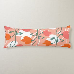 Florals Hand Drawn Botanical Pattern Orange Body Pillow