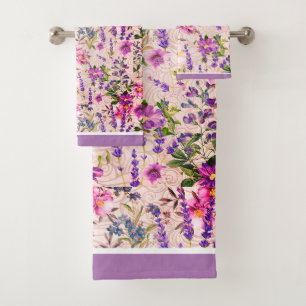 Florals Mauve, Pink, Blue  Bath Towel Set