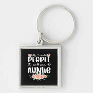Florals My Favourite People Call Me Auntie Keychain