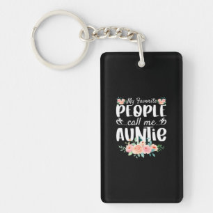 Florals My Favourite People Call Me Auntie Keychain