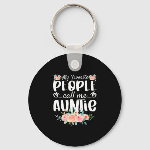 Florals My Favourite People Call Me Auntie Keychain