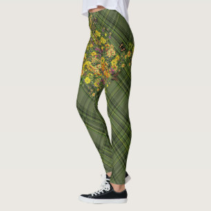 Florals on Plaid Leggings