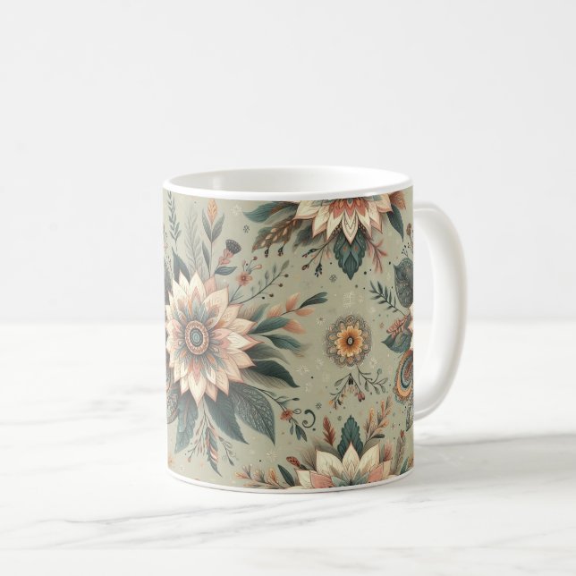 Florals on Sage Coffee Mug (Front Right)