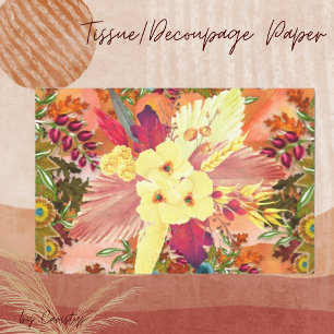 Florals Orange Teal, Cream Crafting & Tissue Paper