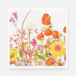Florals Orange, Yellow, Blue, Mauve Napkin