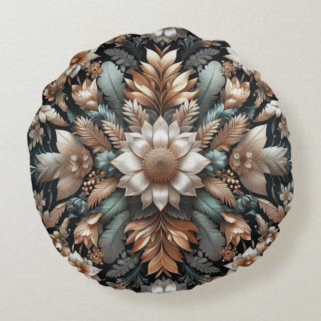 Florals Pattern 1 Round Pillow (Back)