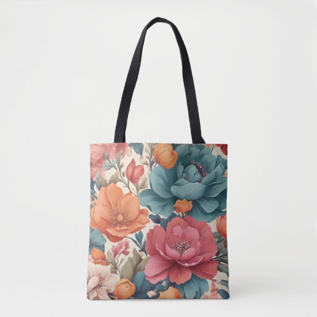 Florals pattern muted vibrant colours Tote Bag (Front)