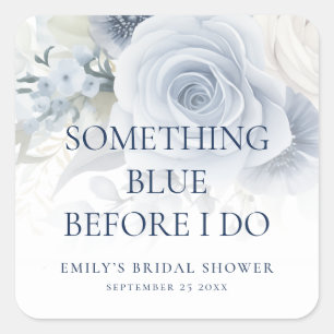 Florals Something Blue Before I do Bridal Shower Square Sticker
