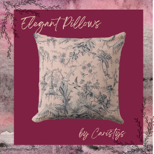 Florals, Vines, Birds Asian Inspired Throw Pillow